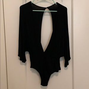 Tobi deep V plunging bodysuit w/ open back